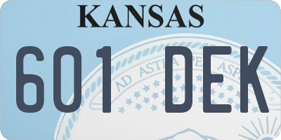KS license plate 601DEK
