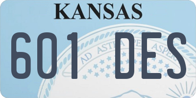 KS license plate 601DES