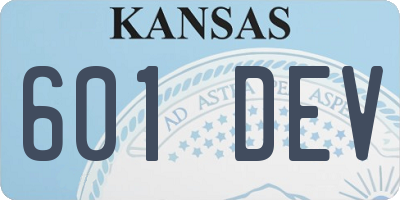 KS license plate 601DEV