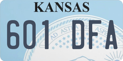 KS license plate 601DFA