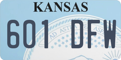 KS license plate 601DFW