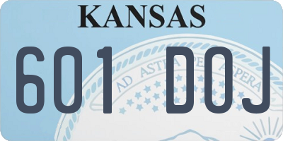 KS license plate 601DOJ