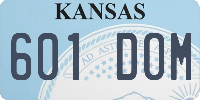 KS license plate 601DOM