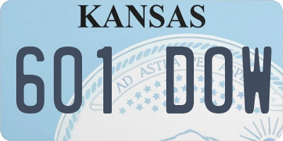 KS license plate 601DOW