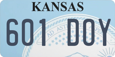 KS license plate 601DOY
