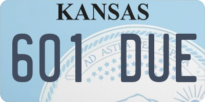 KS license plate 601DUE