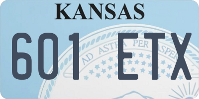 KS license plate 601ETX