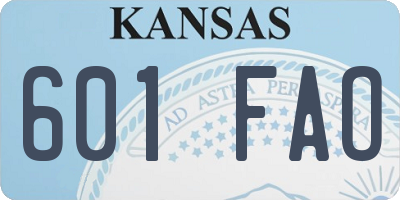 KS license plate 601FAO