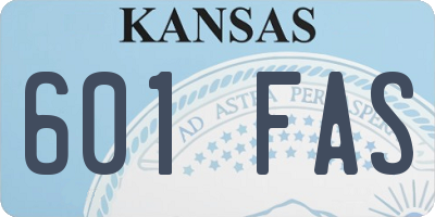 KS license plate 601FAS