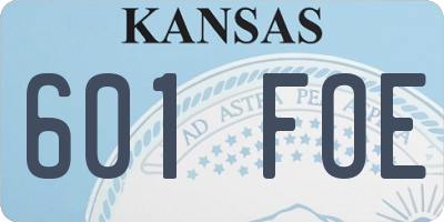 KS license plate 601FOE
