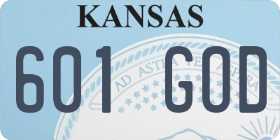 KS license plate 601GOD