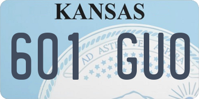 KS license plate 601GUO