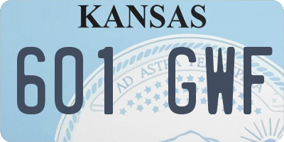 KS license plate 601GWF