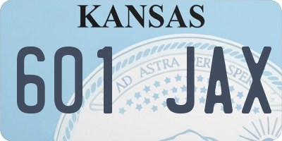 KS license plate 601JAX