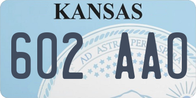 KS license plate 602AAO