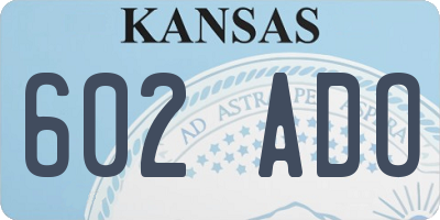 KS license plate 602ADO