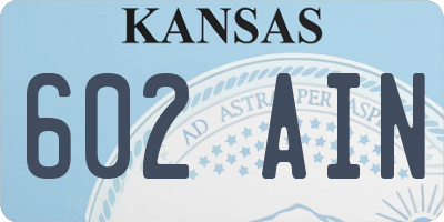 KS license plate 602AIN