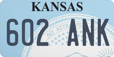 KS license plate 602ANK
