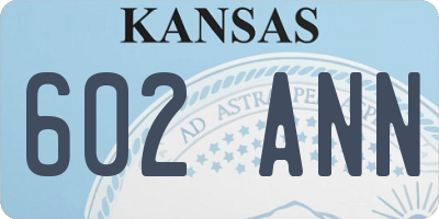 KS license plate 602ANN