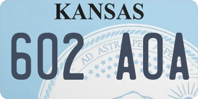 KS license plate 602AOA
