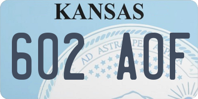 KS license plate 602AOF