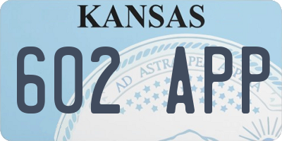 KS license plate 602APP