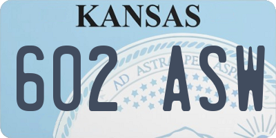 KS license plate 602ASW