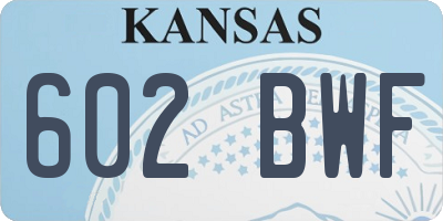 KS license plate 602BWF