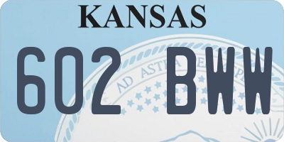 KS license plate 602BWW