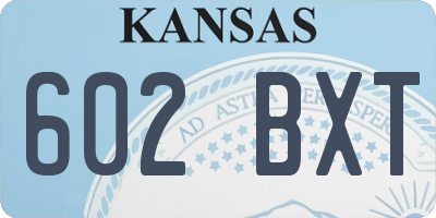 KS license plate 602BXT