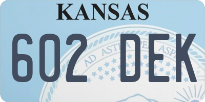 KS license plate 602DEK