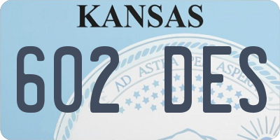 KS license plate 602DES