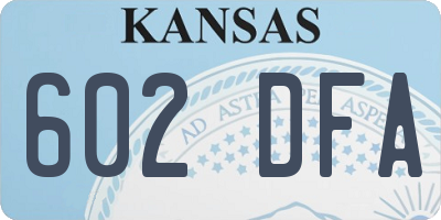 KS license plate 602DFA