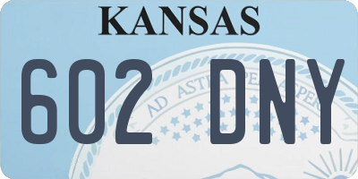 KS license plate 602DNY