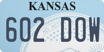 KS license plate 602DOW