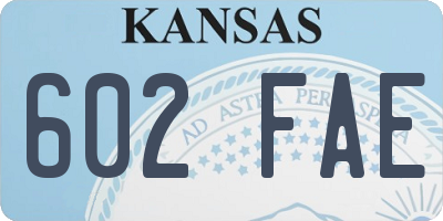 KS license plate 602FAE