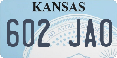 KS license plate 602JAO