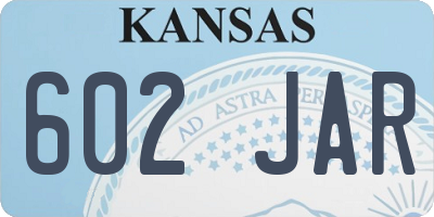 KS license plate 602JAR