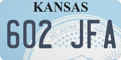 KS license plate 602JFA