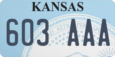 KS license plate 603AAA