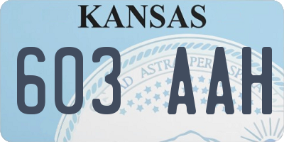 KS license plate 603AAH