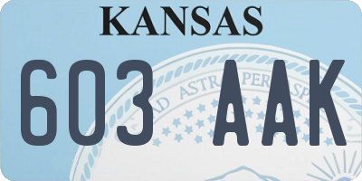 KS license plate 603AAK