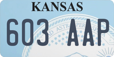 KS license plate 603AAP