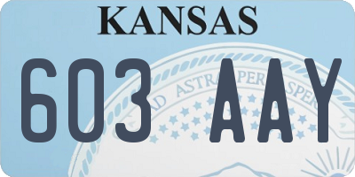 KS license plate 603AAY