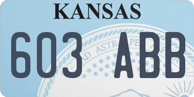 KS license plate 603ABB
