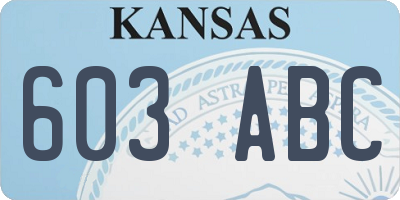 KS license plate 603ABC