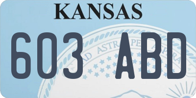 KS license plate 603ABD