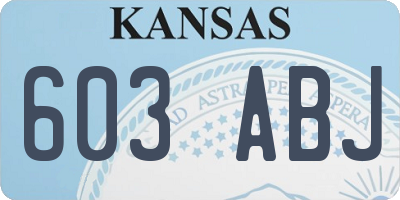 KS license plate 603ABJ