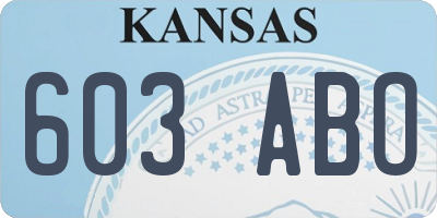 KS license plate 603ABO