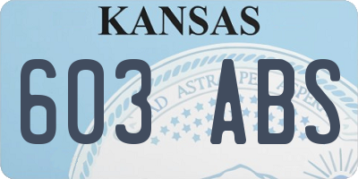 KS license plate 603ABS